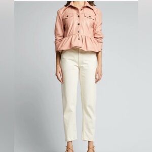 NWOT CINQ à SEPT ARBOR FLOUNCE LEATHER JACKET